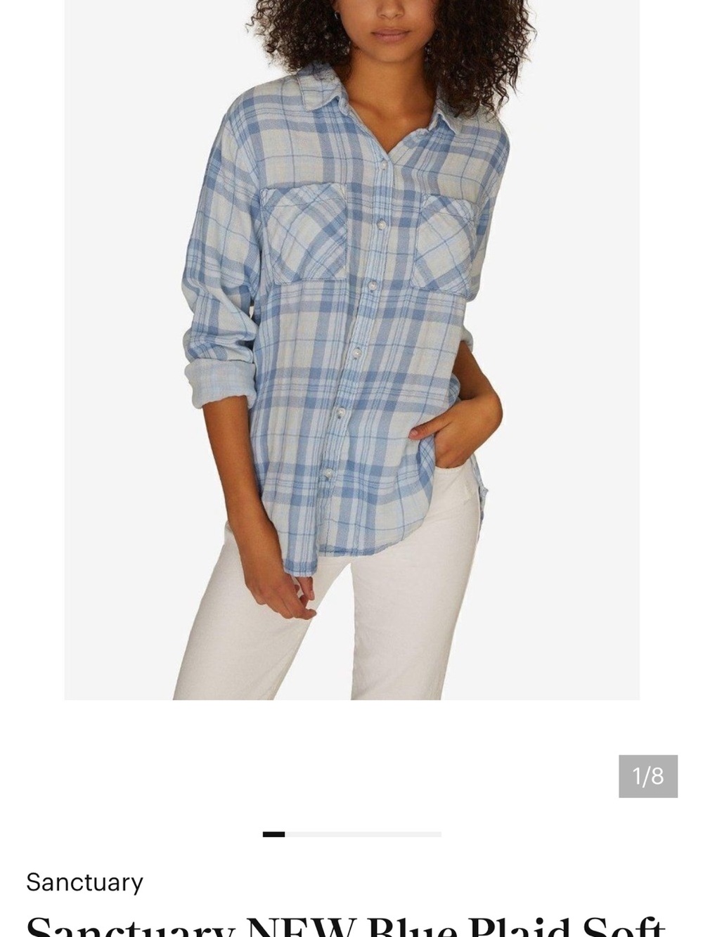 Flag and anthem Light Blue and Cream Plaid Button-Down Shirt